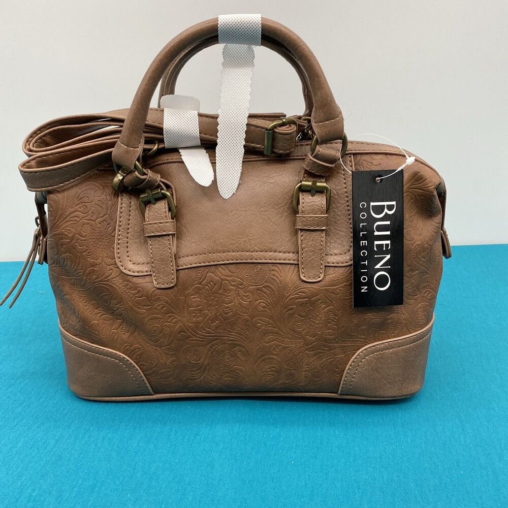Bueno of California Faux Embossed Dome Satchel Brown